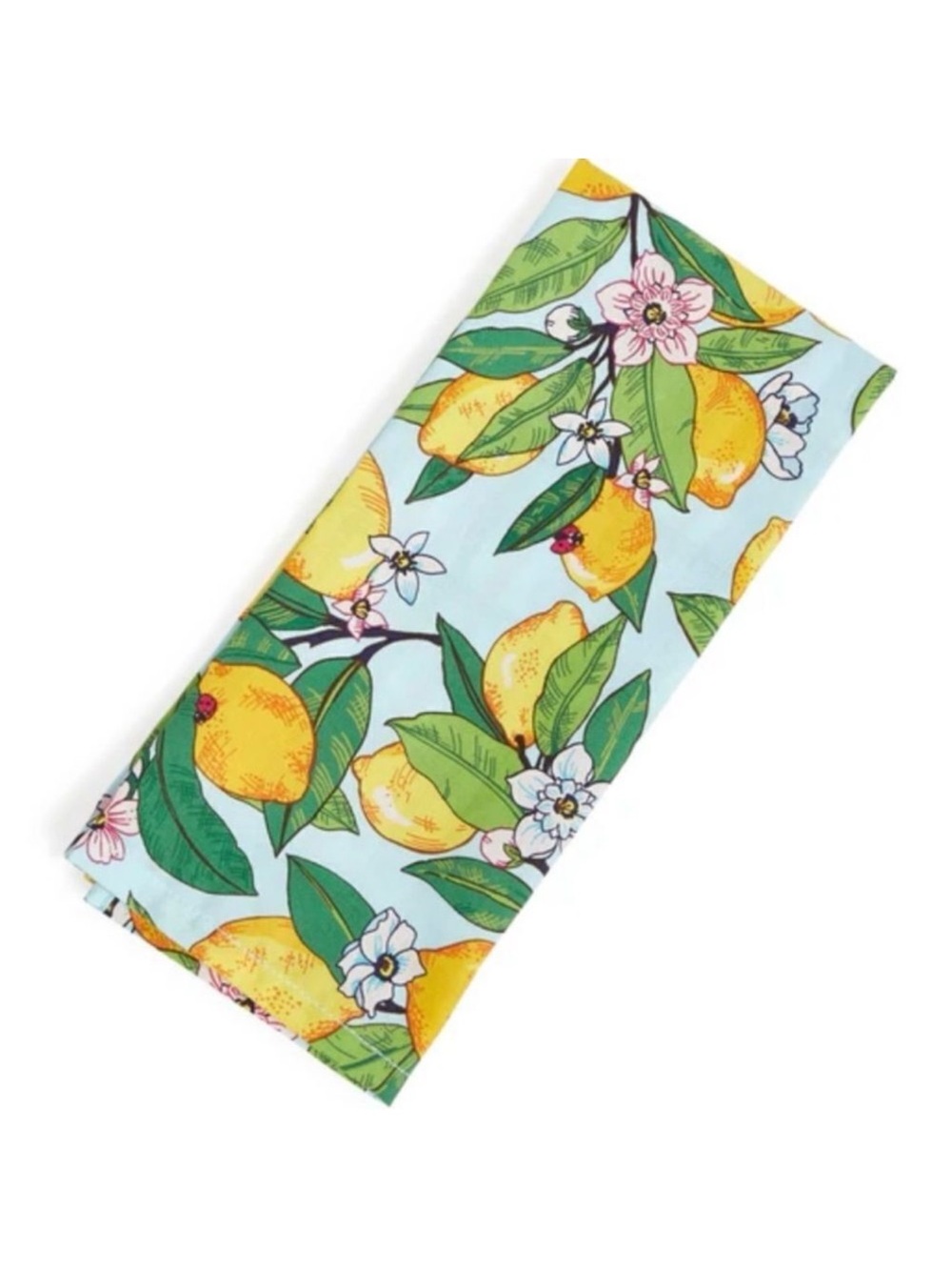 Vera Bradley Lemon Grove Blossoms Blue Yellow Set of 2 Cotton Kitchen Tea Towels
